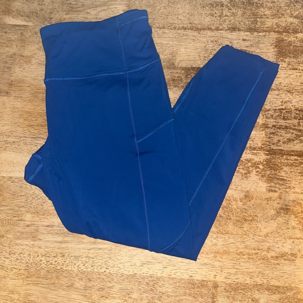 Blue Lululemon leggings w/ side pockets